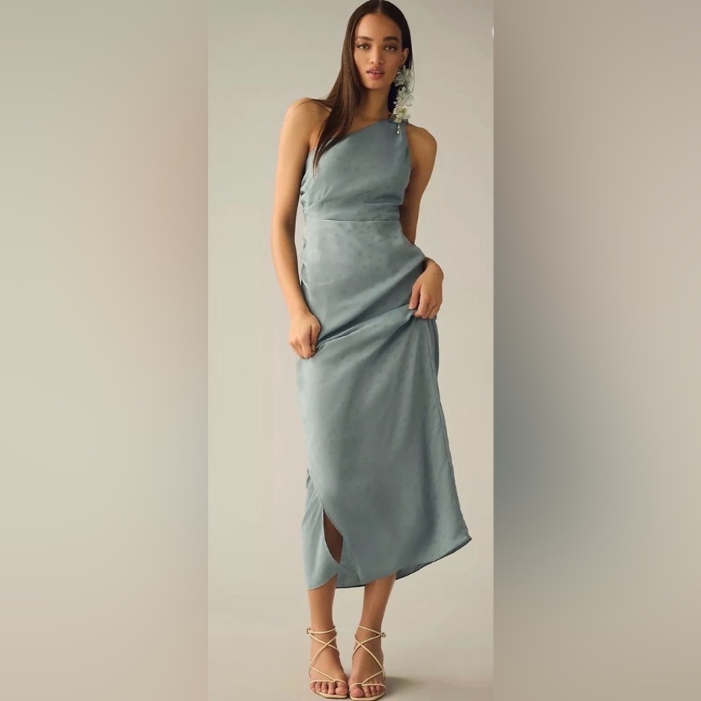 NWT Favorite Daughter The Singles Table One Shoulder Dress Slate Blue. Size 12 - Picture 2 of 11